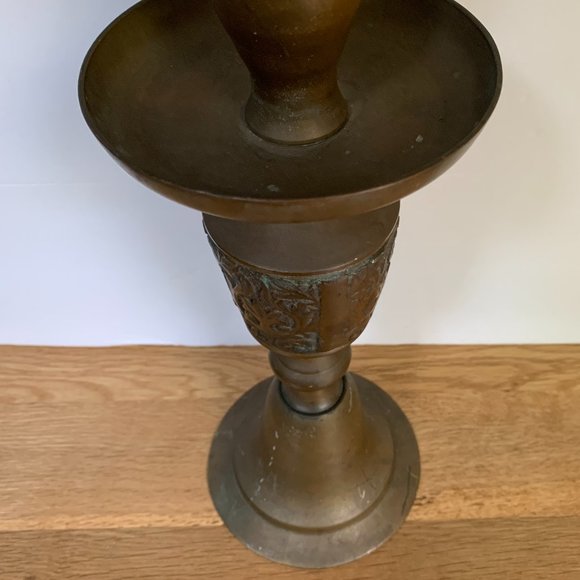 VTG 17" Tall Brass Candle Holder Bohemian Decor Boho - Picture 4 of 10